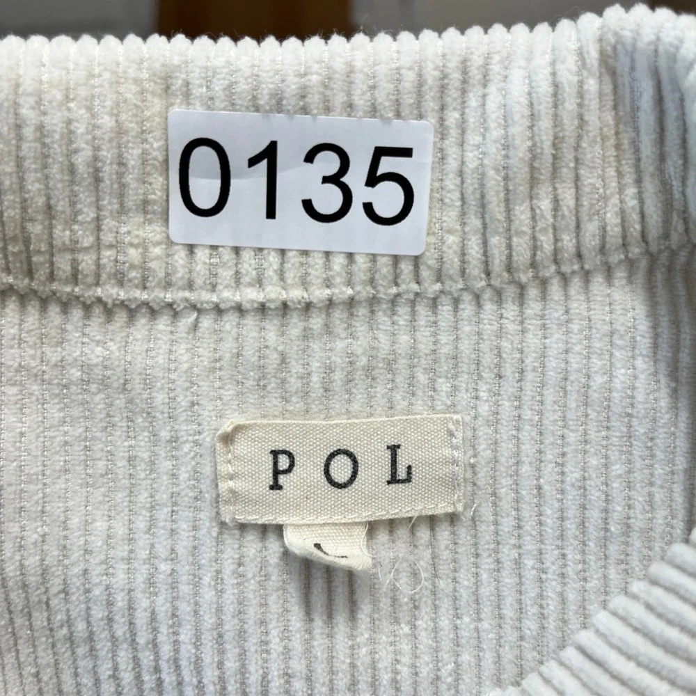 POL Corduroy Raw Hem Jacket Women L‎ Button Front Cropped Trucker